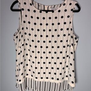 Polka Dot Sleeveless Top - Black and White